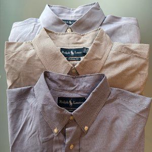 3 Polo Ralph Lauren Classic Fit Button-Down Dress Shirts Size 16.5 34/35